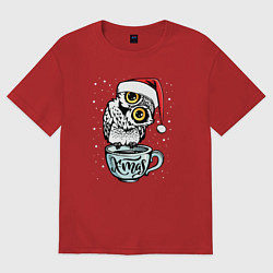 Футболка оверсайз женская X-mas Owl, цвет: красный