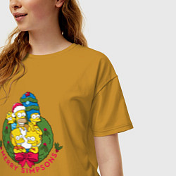 Футболка оверсайз женская Merry Simpsons, цвет: горчичный — фото 2