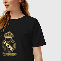 Футболка оверсайз женская Real Madrid gold logo, цвет: черный — фото 2