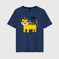 Женская футболка оверсайз Тигр - новогодний стол