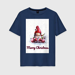 Женская футболка оверсайз Рождественский гномик