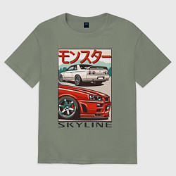 Футболка оверсайз женская Nissan Skyline Ниссан Скайлайн, цвет: авокадо