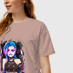 Футболка оверсайз женская JINX SHOOT ARCANE LOL, цвет: пыльно-розовый — фото 2