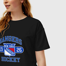 Футболка оверсайз женская Нью Йорк Рейнджерс, New York Rangers, цвет: черный — фото 2