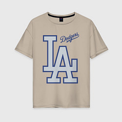 Футболка оверсайз женская Los Angeles Dodgers - baseball team, цвет: миндальный