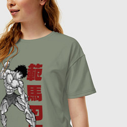 Футболка оверсайз женская Боец Баки Ханма, цвет: авокадо — фото 2