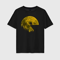 Футболка оверсайз женская Pac-man moon Пакмен луна, цвет: черный