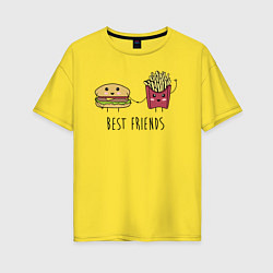 Женская футболка оверсайз Hamburger and fries are best friends