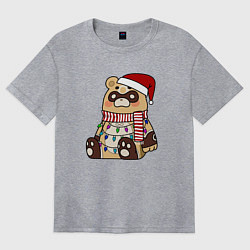 Футболка оверсайз женская ГОБА БОГ ОЧАГА НОВОГОДНИЙ, цвет: меланж