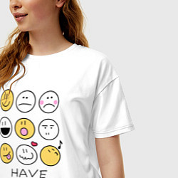 Футболка оверсайз женская Have a fun time - emoji, цвет: белый — фото 2