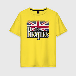 Футболка оверсайз женская The Beatles Great Britain Битлз, цвет: желтый