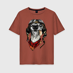 Женская футболка оверсайз Biker dog