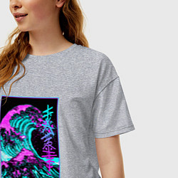 Футболка оверсайз женская НЕОНОВАЯ ВОЛНА, ЯПОНИЯ, ФУДЗИЯМА JAPAN NEON, цвет: меланж — фото 2