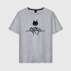 Футболка оверсайз женская Stray: Black Logo, цвет: меланж