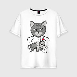 Женская футболка оверсайз Крестный Котец