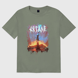 Футболка оверсайз женская JINX HERE WAS ARCANE LEAGUE OF LEGENDS ДЖИНКС, цвет: авокадо