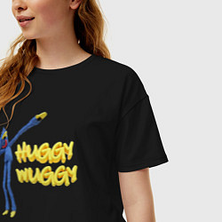 Футболка оверсайз женская Хаги ваги Huggy Wuggy Poppy Playtime, цвет: черный — фото 2