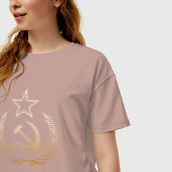 Футболка оверсайз женская Символы СССР стиль полутон, цвет: пыльно-розовый — фото 2