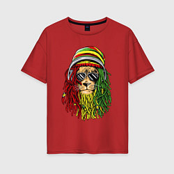 Женская футболка оверсайз Rasta lioN