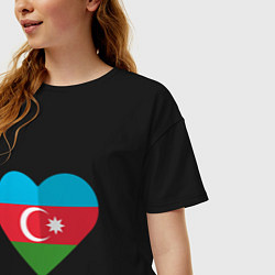 Футболка оверсайз женская Сердце Азербайджана, цвет: черный — фото 2
