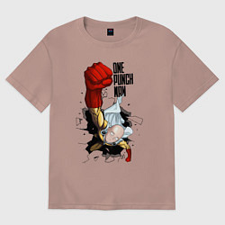 Футболка оверсайз женская Saitama One Punch, цвет: пыльно-розовый