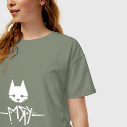 Футболка оверсайз женская Stray: Мяу, цвет: авокадо — фото 2