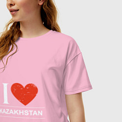 Футболка оверсайз женская Я Люблю Казахстан цвета светло-розовый — фото 2