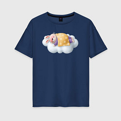 Женская футболка оверсайз Спящий кролик спокойной ночи