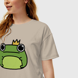 Футболка оверсайз женская Frog Lucky король, цвет: миндальный — фото 2