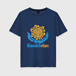 Футболка оверсайз женская Казахстан - Kazakhstan, цвет: тёмно-синий