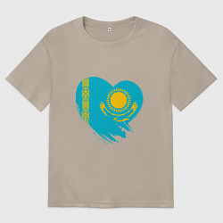 Футболка оверсайз женская Сердце - Казахстан, цвет: миндальный