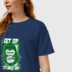 Футболка оверсайз женская Get up stand up, цвет: тёмно-синий — фото 2