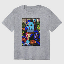 Футболка оверсайз женская Ромеро Бритто Mona Cat, цвет: меланж