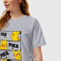 Футболка оверсайз женская Пика Пика Пикачу Pikachu, цвет: меланж — фото 2