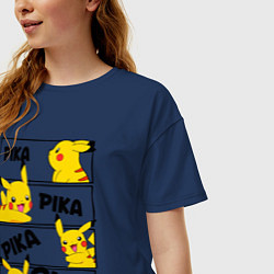 Футболка оверсайз женская Пика Пика Пикачу Pikachu, цвет: тёмно-синий — фото 2