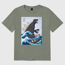 Футболка оверсайз женская Godzilla in The Waves Eastern, цвет: авокадо