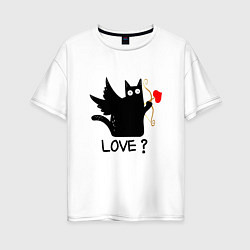Женская футболка оверсайз LOVE CAT WHAT cat