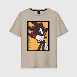 Футболка оверсайз женская Ёж Шэдоу 006, цвет: миндальный