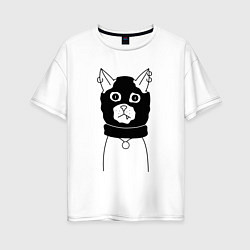 Женская футболка оверсайз Крутой кот в балаклаве