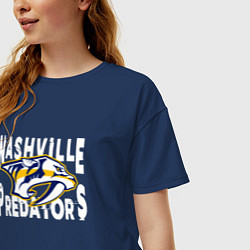 Футболка оверсайз женская Nashville Predators, Нэшвилл Предаторз, цвет: тёмно-синий — фото 2