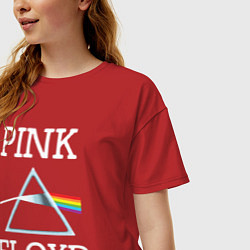 Футболка оверсайз женская PINK FLOYD - ПИНК ФЛОЙД ЛОГОТИП, цвет: красный — фото 2