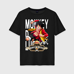 Футболка оверсайз женская One Piece Monkey Большой Куш Манки, цвет: черный