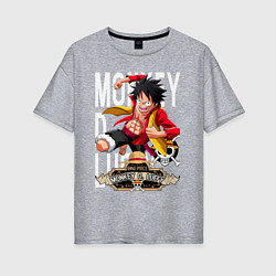 Футболка оверсайз женская One Piece Monkey Большой Куш Манки, цвет: меланж