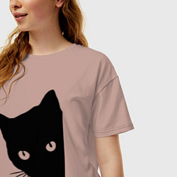 Футболка оверсайз женская Всё тот же чёрный котяра!, цвет: пыльно-розовый — фото 2