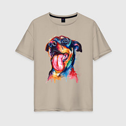 Женская футболка оверсайз Color rottweiler