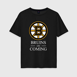 Женская футболка оверсайз Boston are coming, Бостон Брюинз, Boston Bruins