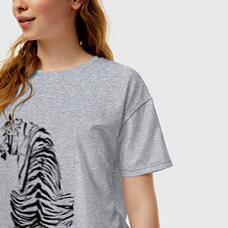 Футболка оверсайз женская Тигр со спины, цвет: меланж — фото 2