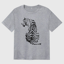 Женская футболка оверсайз Тигр со спины
