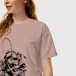 Футболка оверсайз женская Ловля окуня, цвет: пыльно-розовый — фото 2