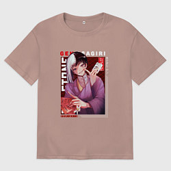 Футболка оверсайз женская Доктор Стоун Dr Stone, Гэн Асагири, цвет: пыльно-розовый